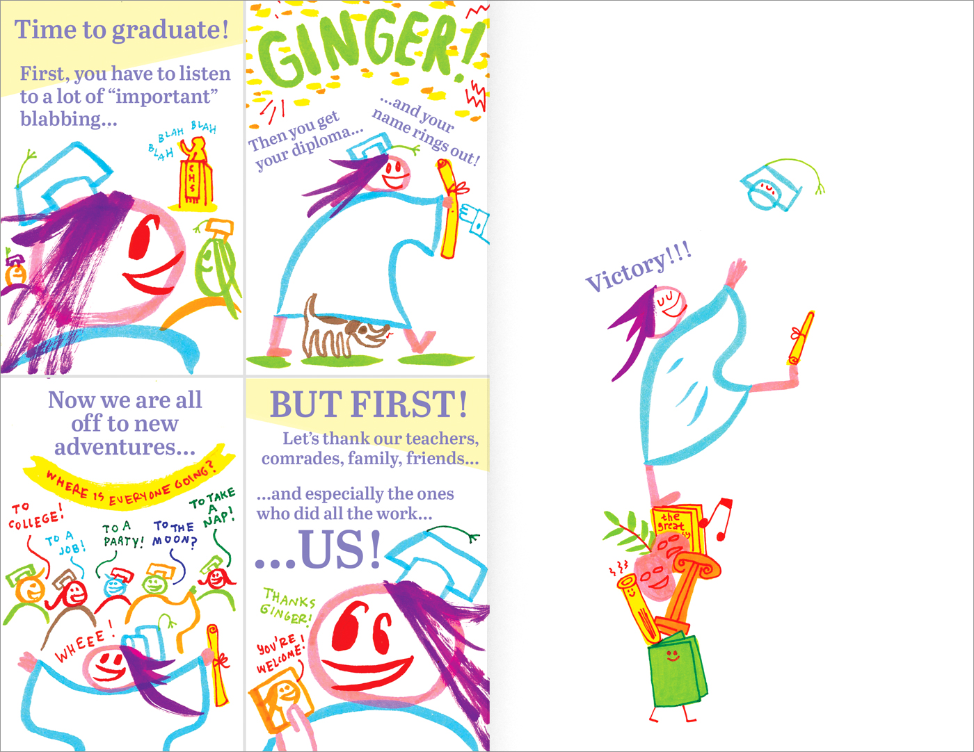 HOW TO GRADUATE with Ginger book spread