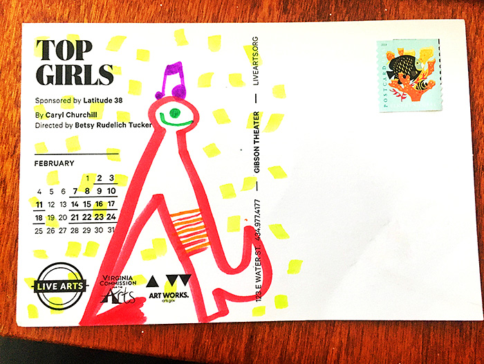 Postcard drawing sent to send cheer