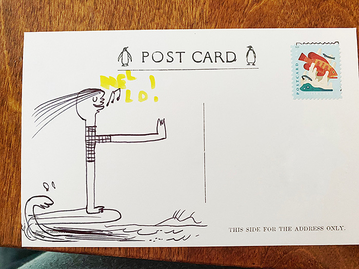 Postcard drawing sent to send cheer