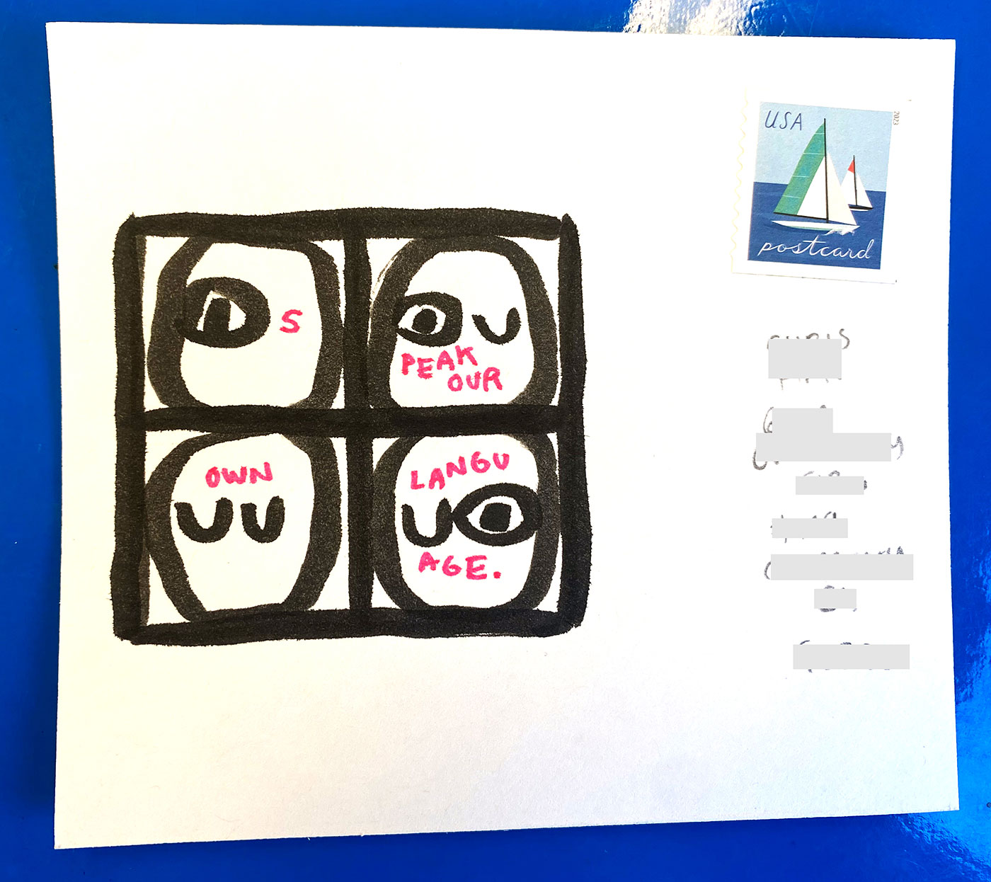 Postcard drawing sent to send cheer