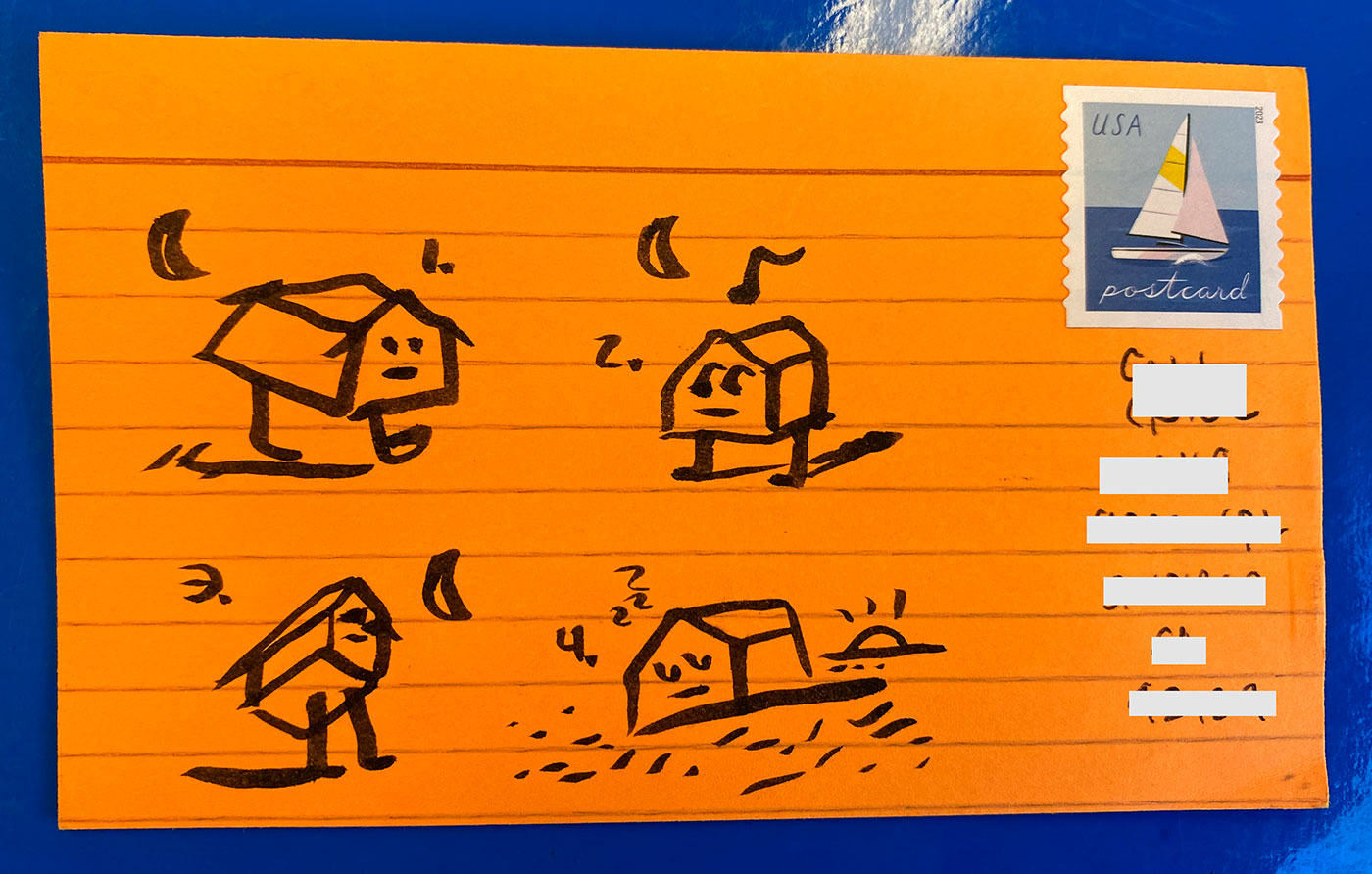 Postcard drawing sent to send cheer