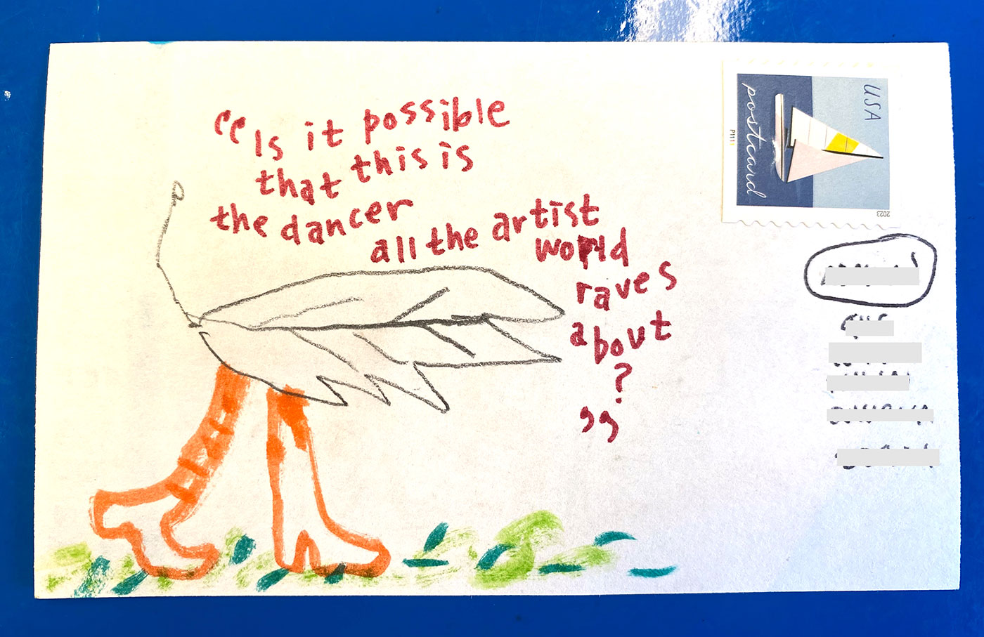 Postcard drawing sent to send cheer