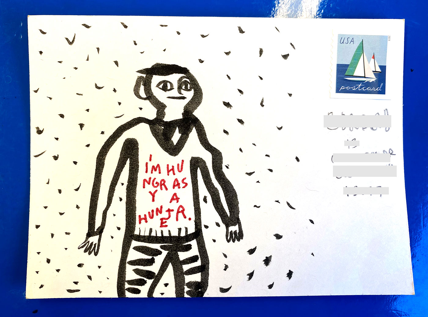 Postcard drawing sent to send cheer