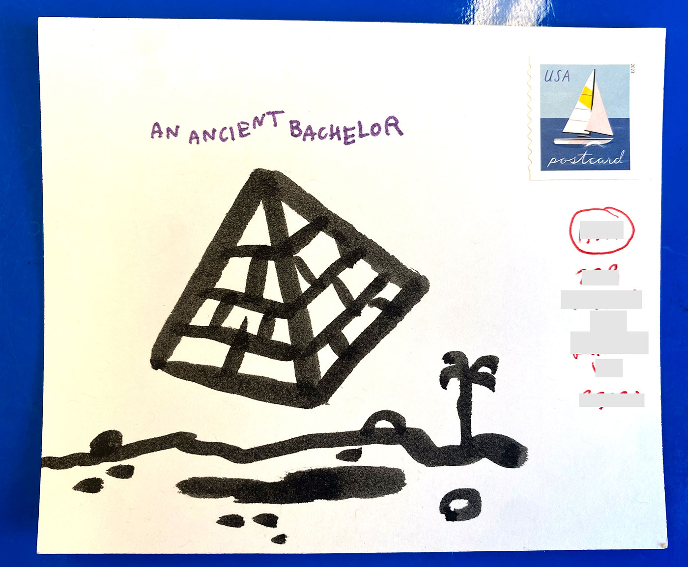 Postcard drawing sent to send cheer