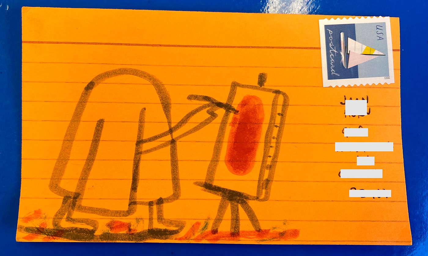Postcard drawing sent to send cheer