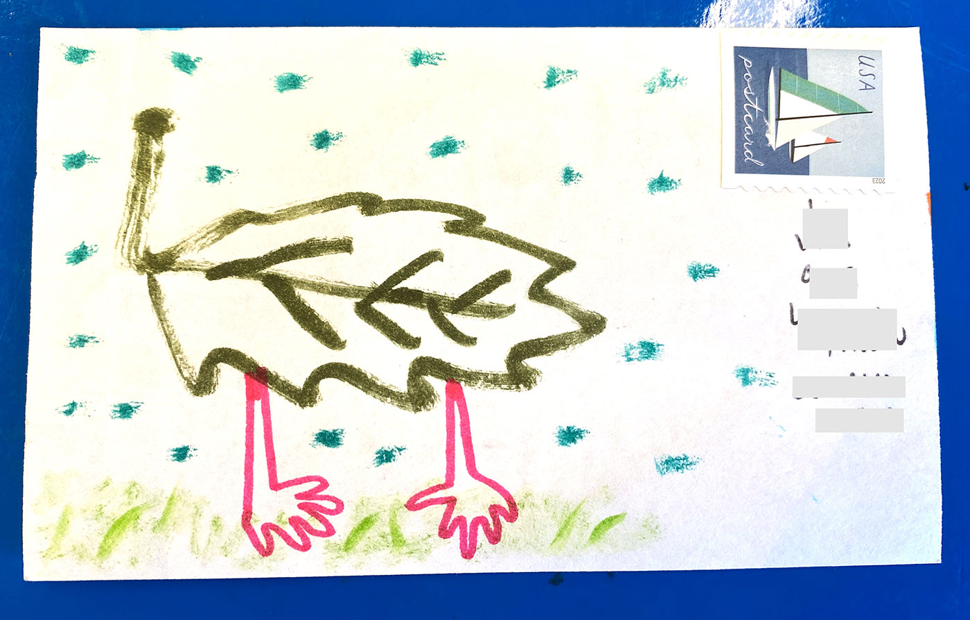 Postcard drawing sent to send cheer