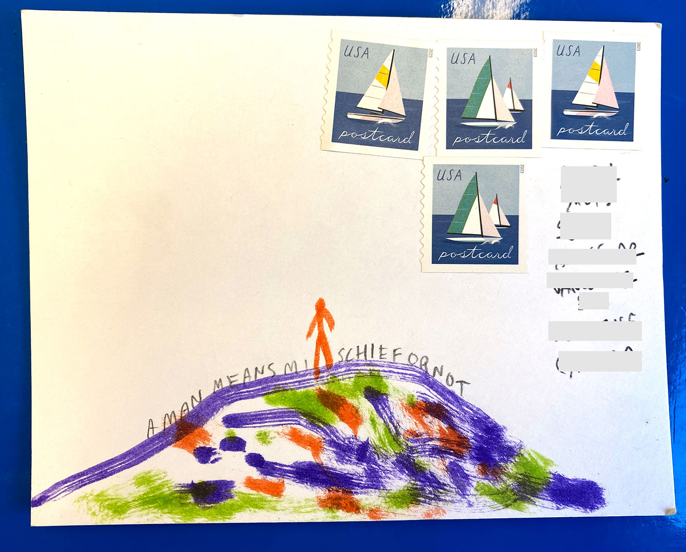 Postcard drawing sent to send cheer