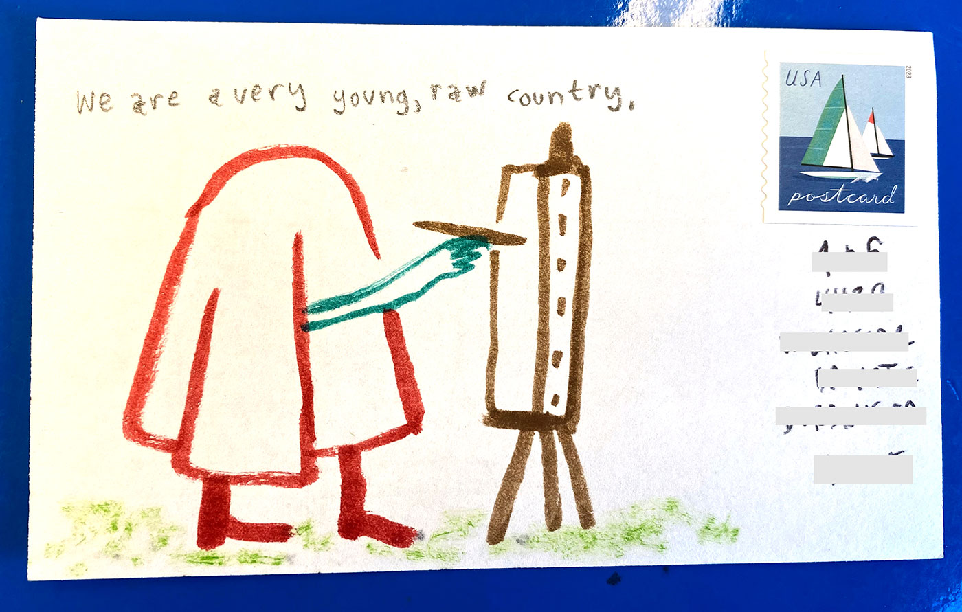 Postcard drawing sent to send cheer