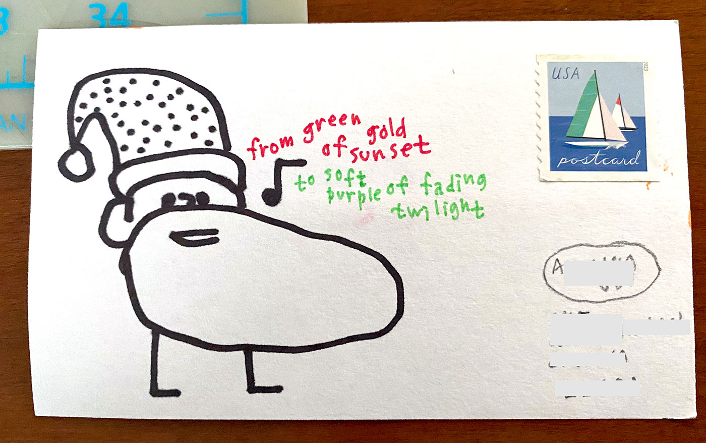 Postcard drawing sent to send cheer