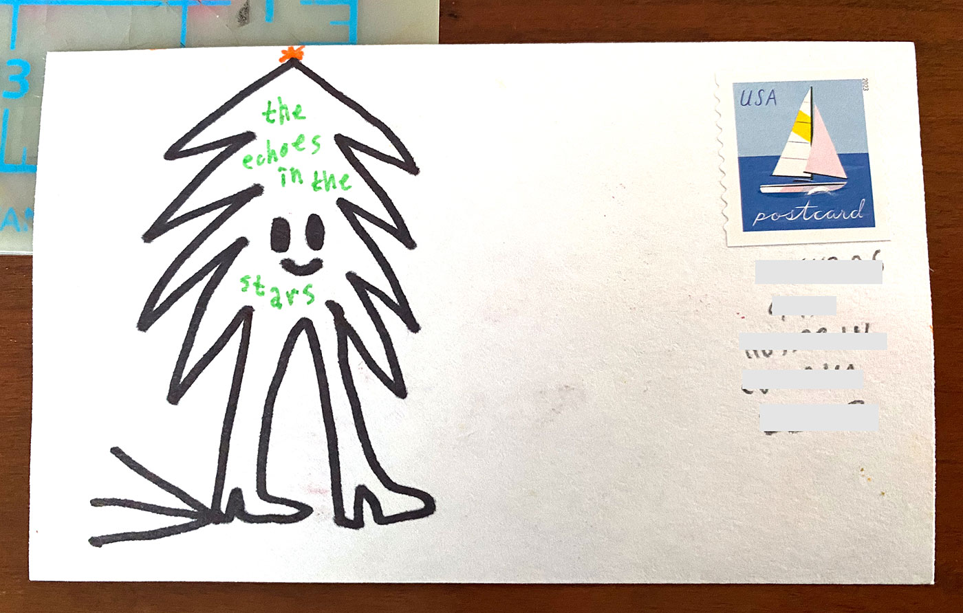 Postcard drawing sent to send cheer