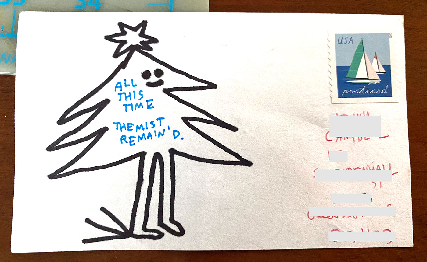 Postcard drawing sent to send cheer