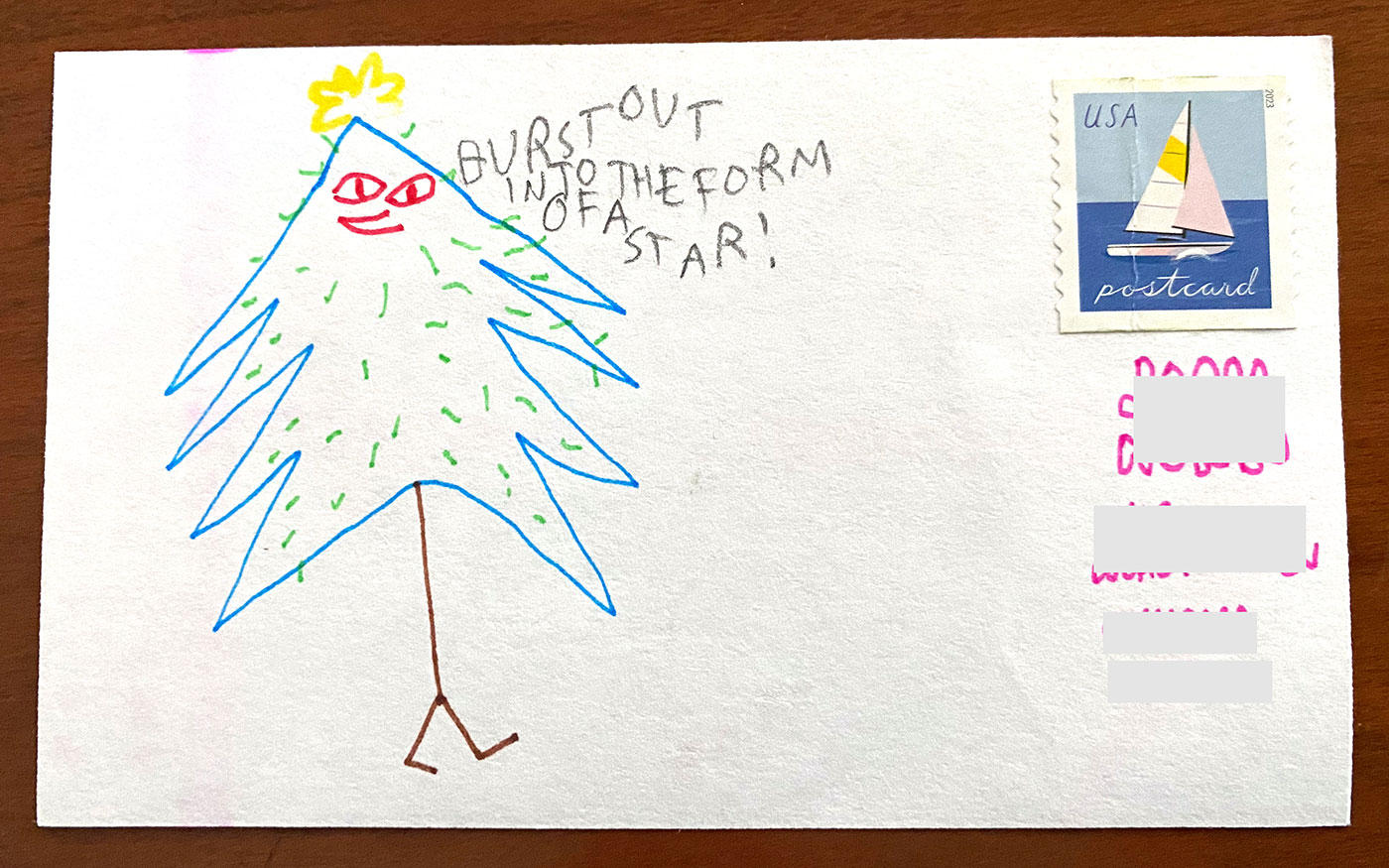 Postcard drawing sent to send cheer
