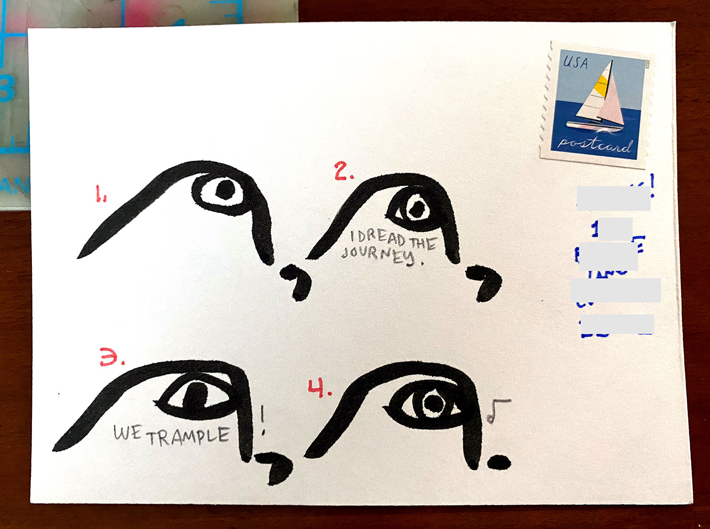 Postcard drawing sent to send cheer