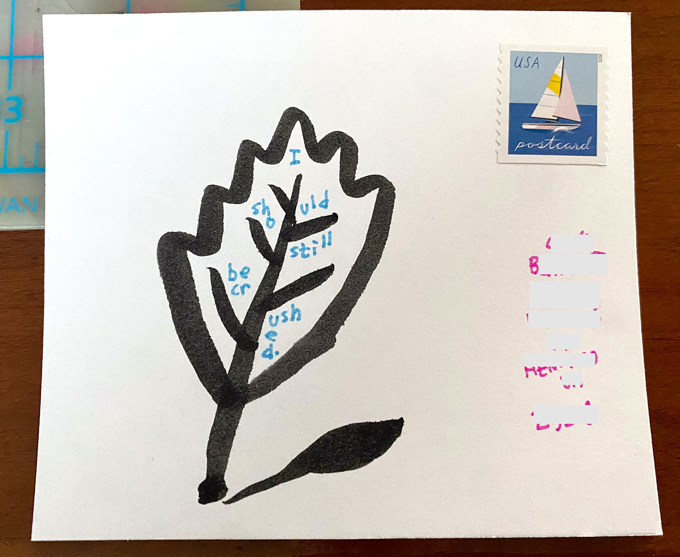 Postcard drawing sent to send cheer