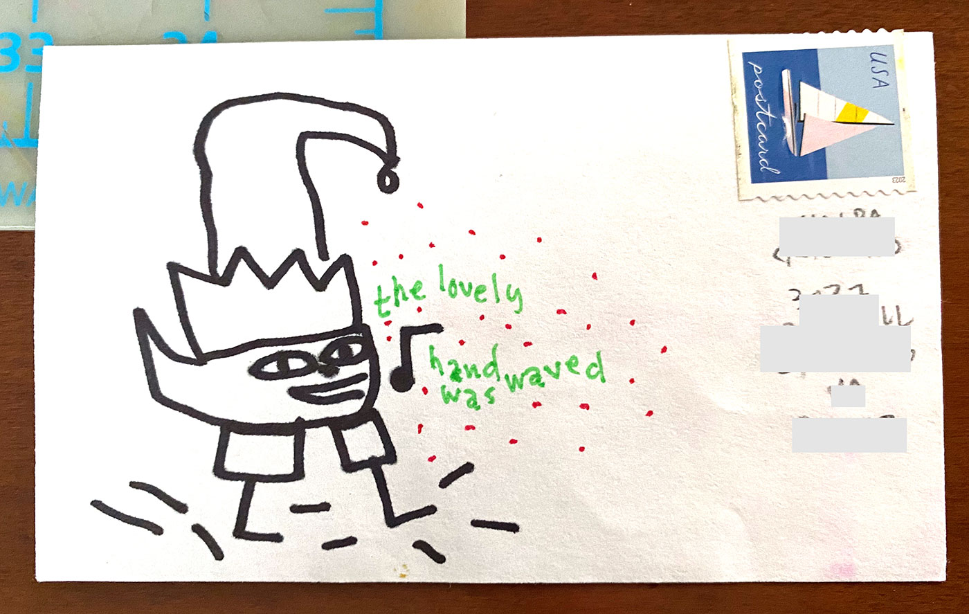 Postcard drawing sent to send cheer