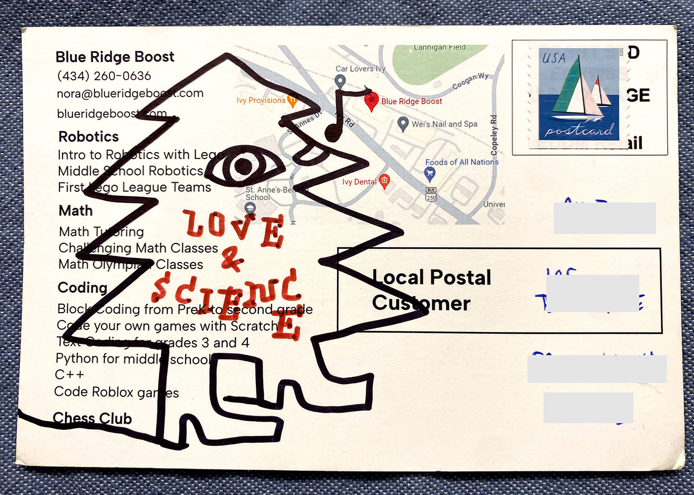 Postcard drawing sent to send cheer