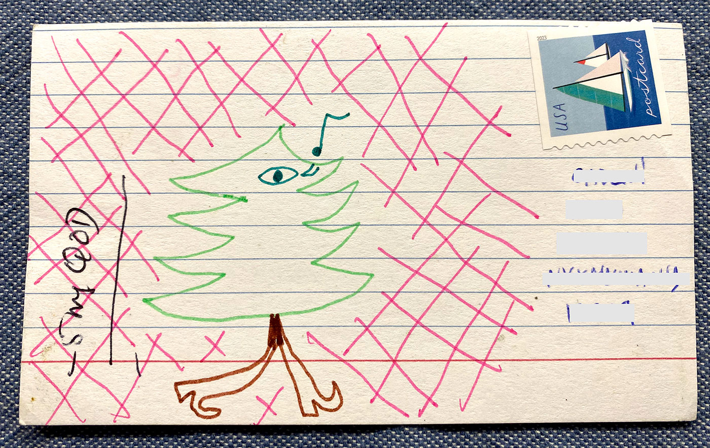 Postcard drawing sent to send cheer