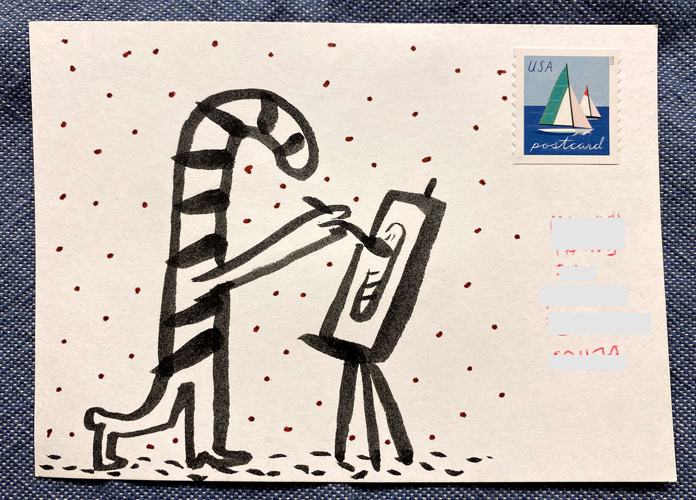Postcard drawing sent to send cheer