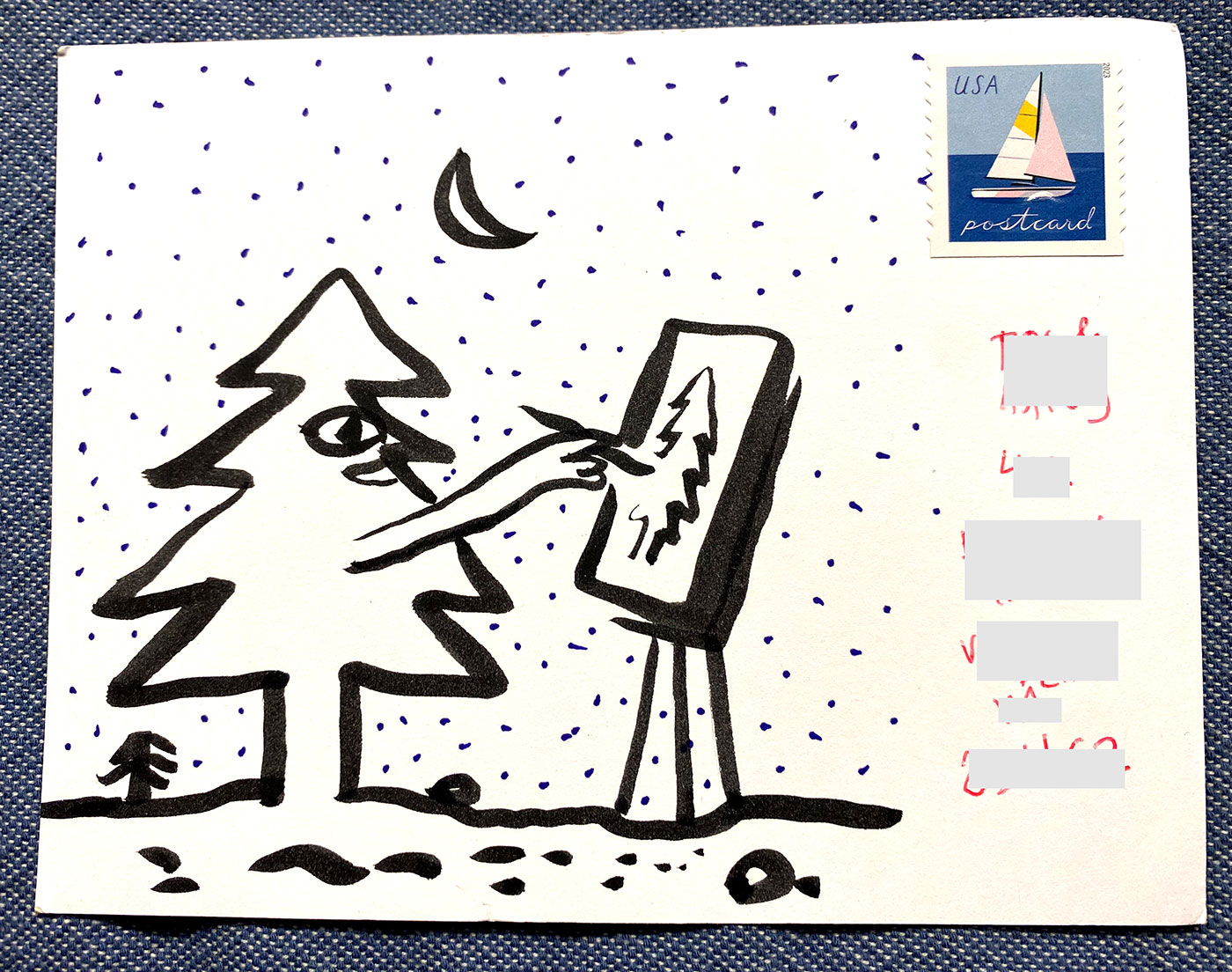 Postcard drawing sent to send cheer