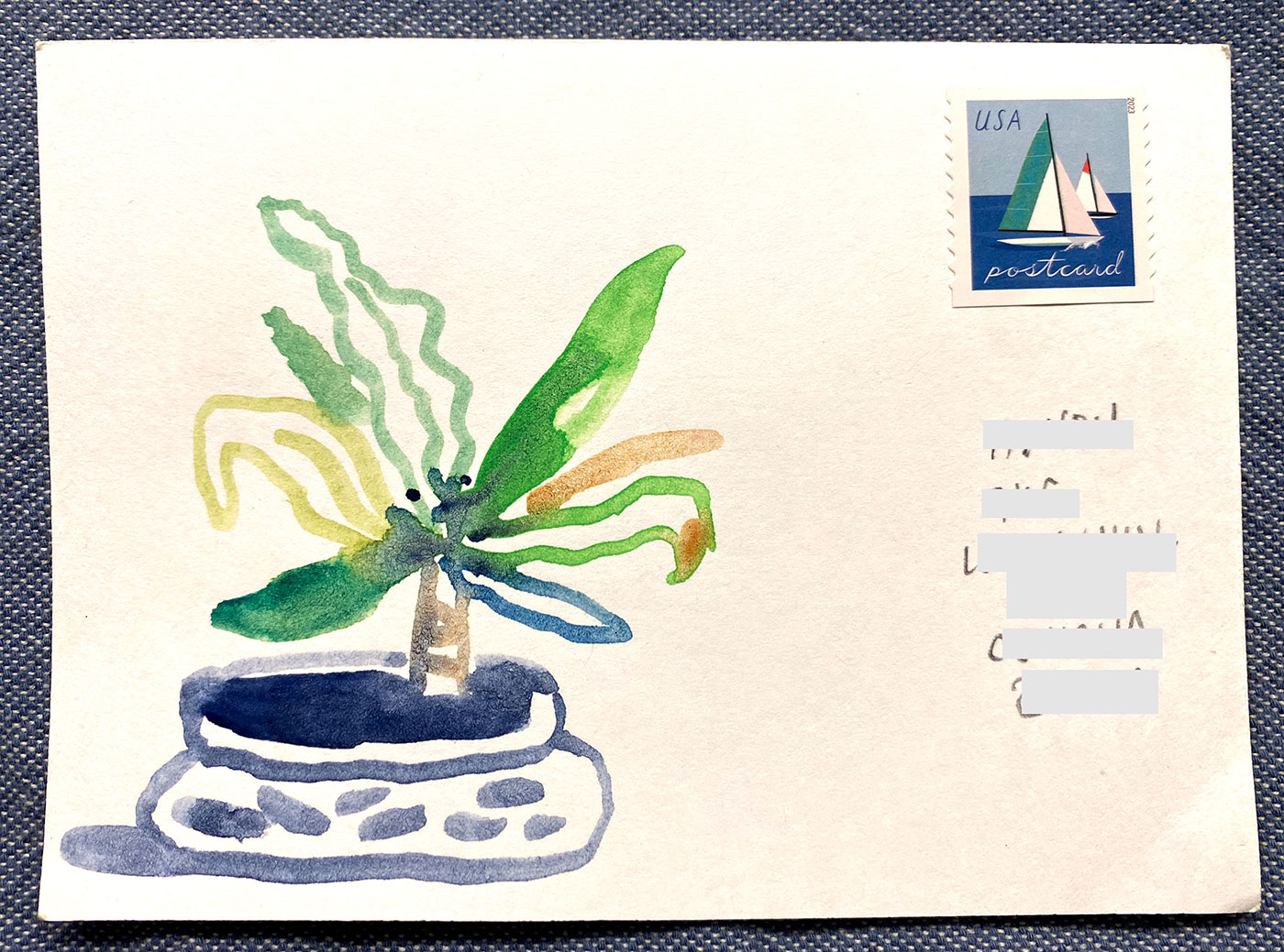 Postcard drawing sent to send cheer