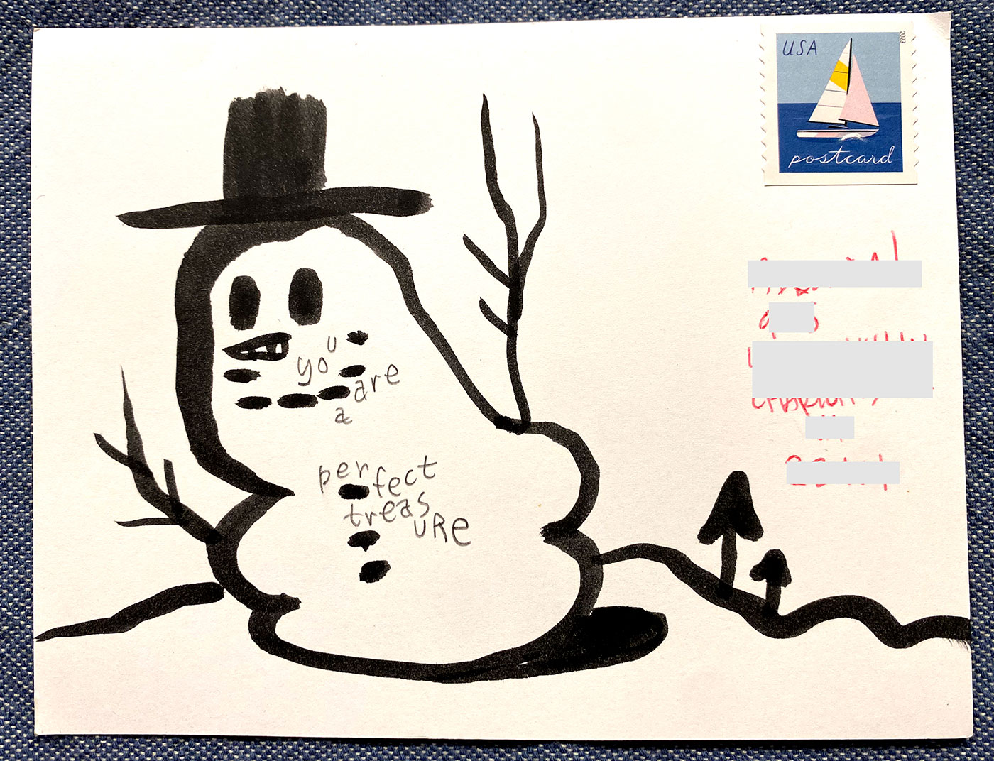Postcard drawing sent to send cheer