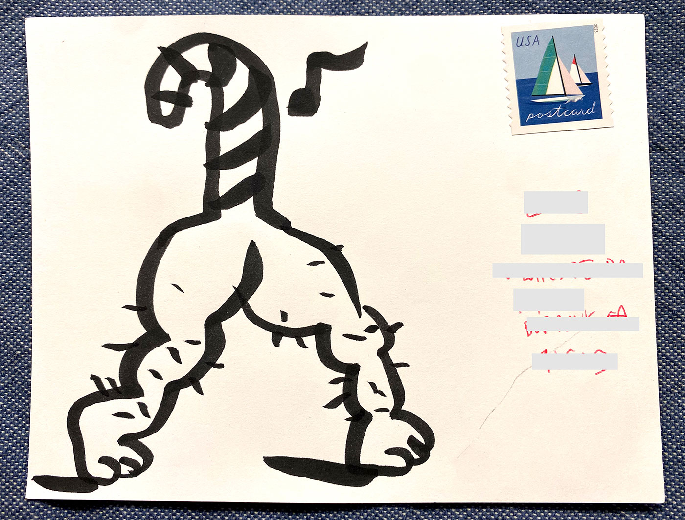 Postcard drawing sent to send cheer