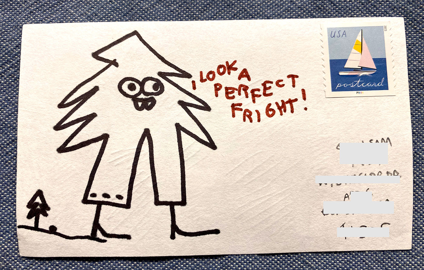 Postcard drawing sent to send cheer