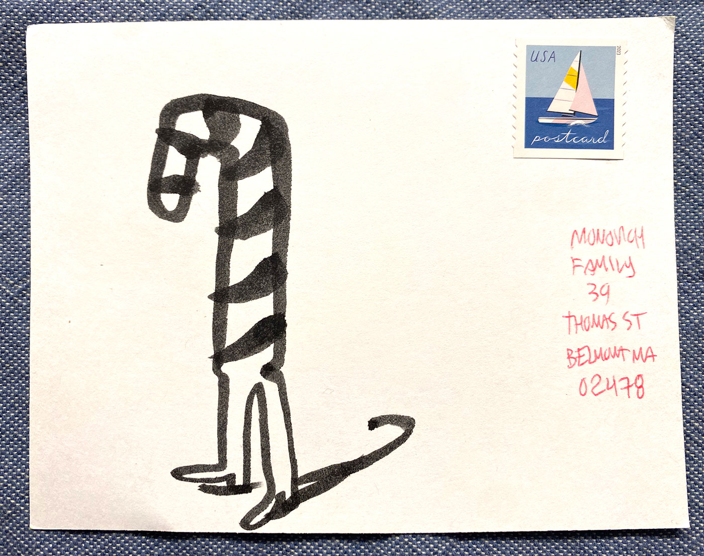 Postcard drawing sent to send cheer