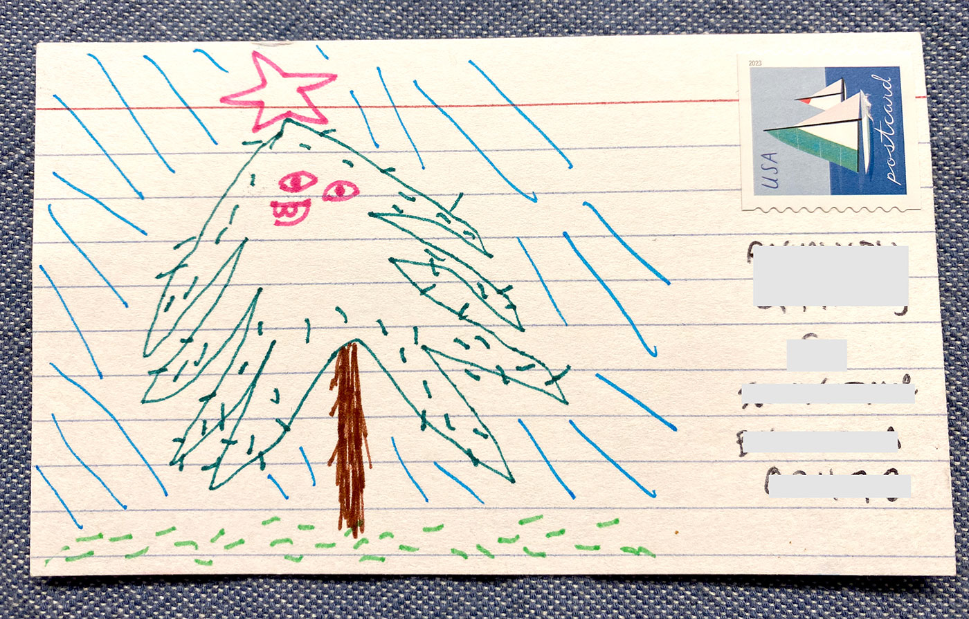 Postcard drawing sent to send cheer