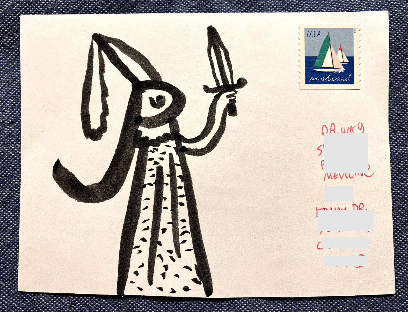 Postcard drawing sent to send cheer