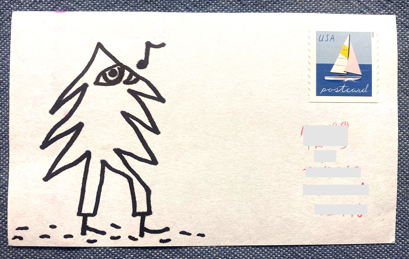 Postcard drawing sent to send cheer