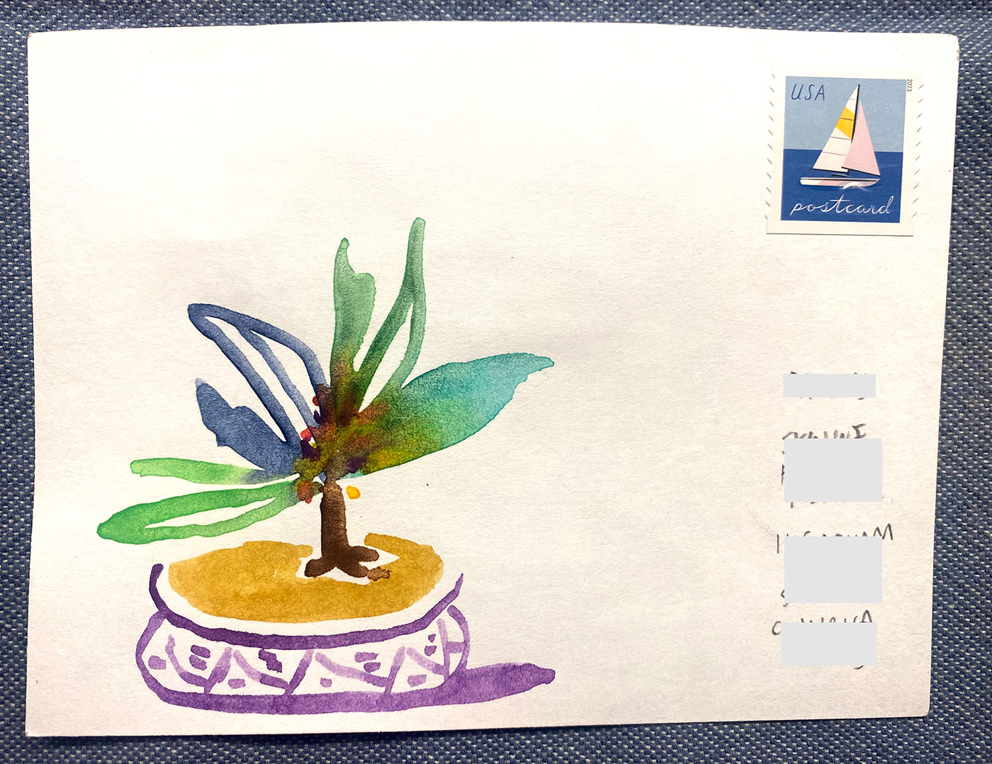 Postcard drawing sent to send cheer
