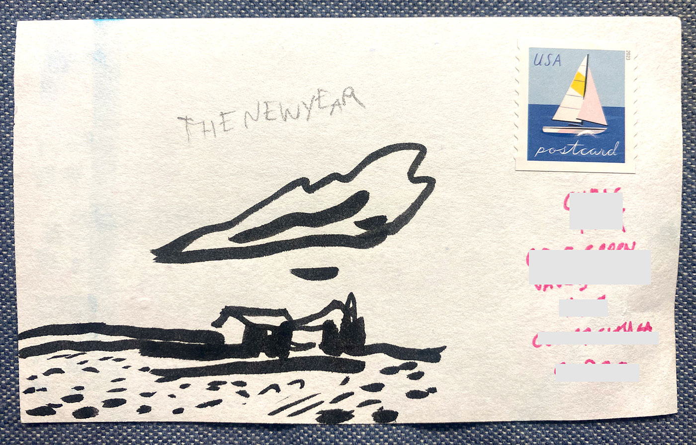 Postcard drawing sent to send cheer