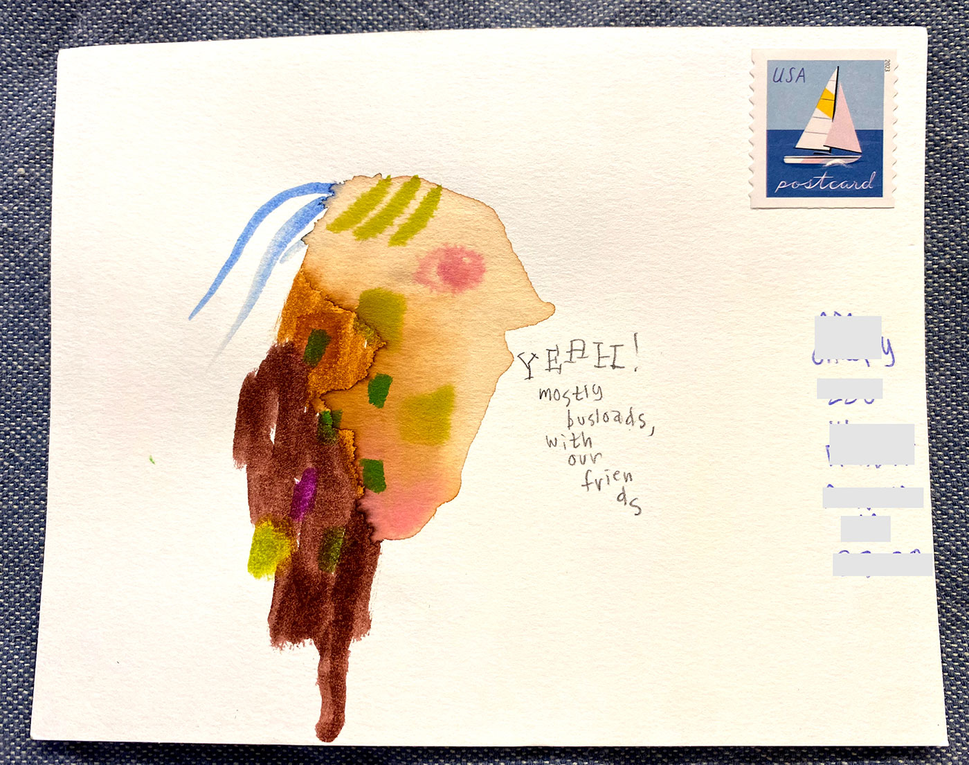 Postcard drawing sent to send cheer