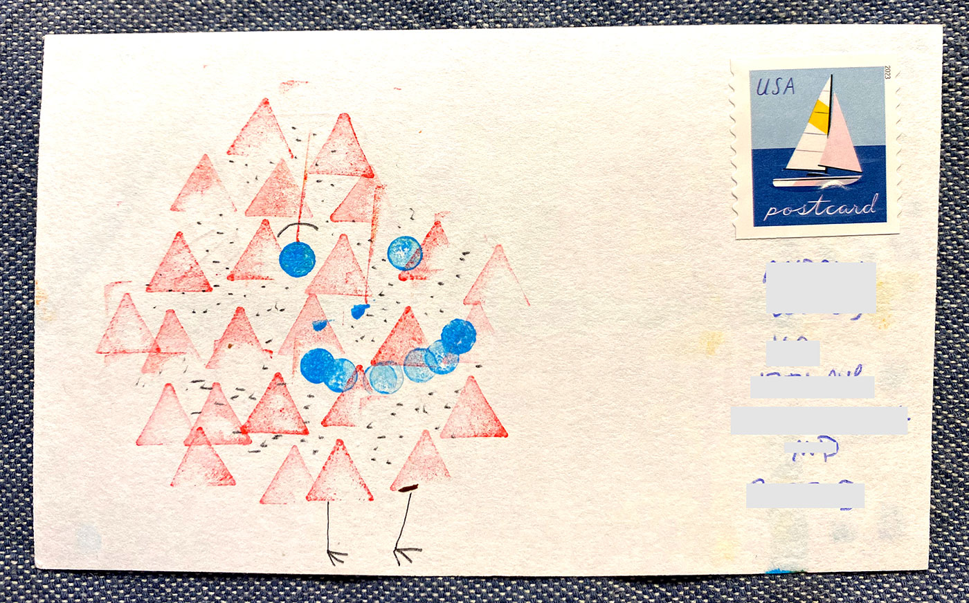 Postcard drawing sent to send cheer