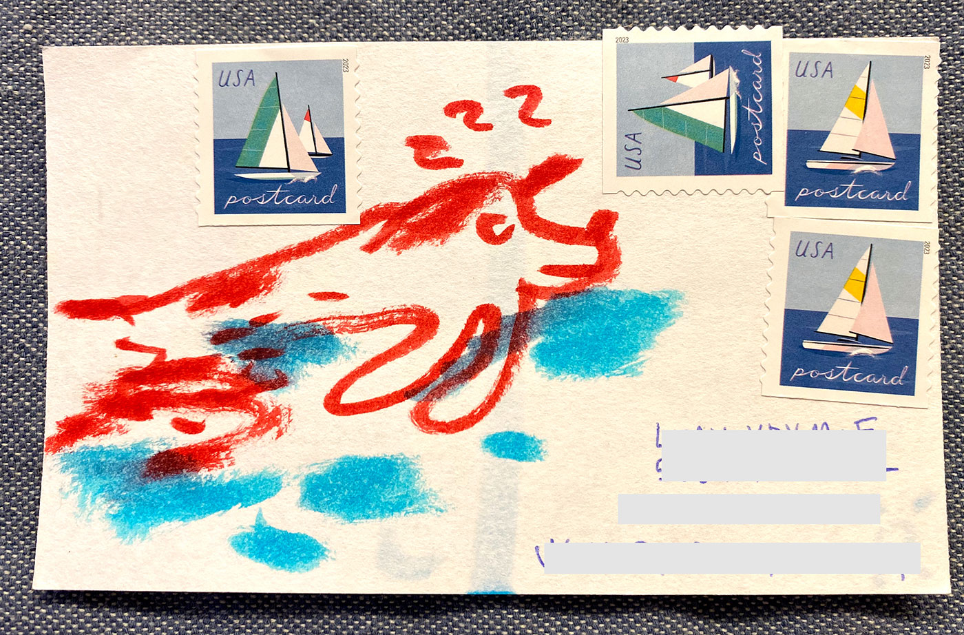Postcard drawing sent to send cheer