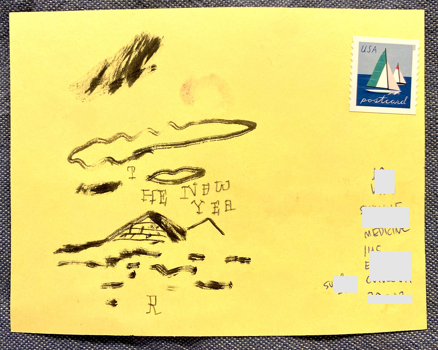 Postcard drawing sent to send cheer