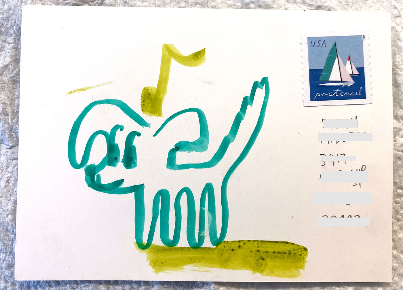 Postcard drawing sent to send cheer