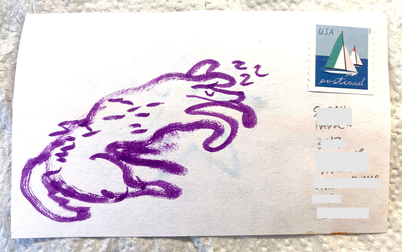 Postcard drawing sent to send cheer