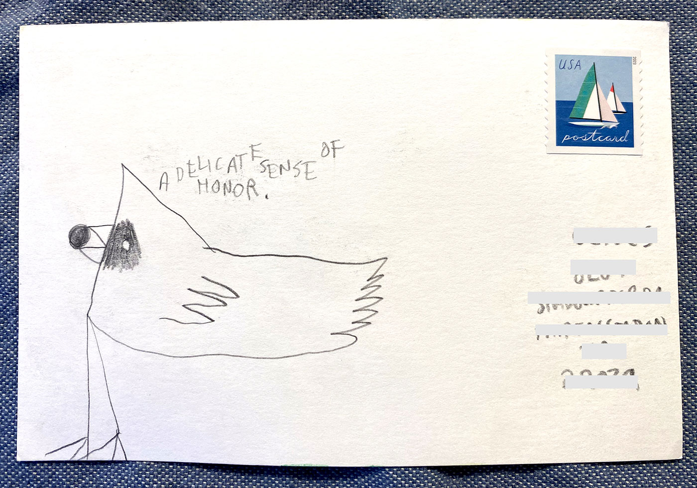 Postcard drawing sent to send cheer