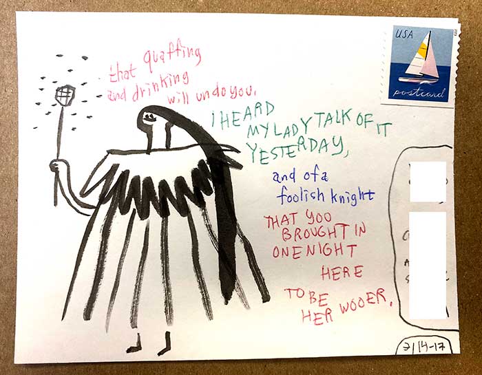 Postcard drawing sent to send cheer