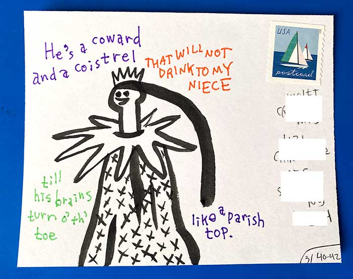 Postcard drawing sent to send cheer
