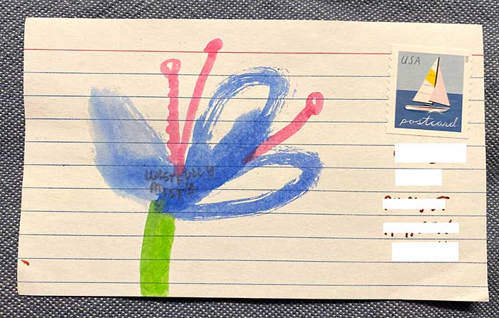 Postcard drawing sent to send cheer
