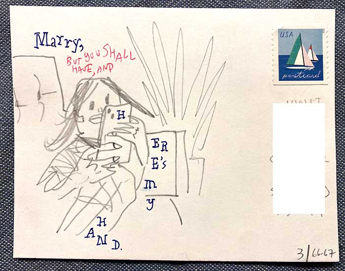 Postcard drawing sent to send cheer