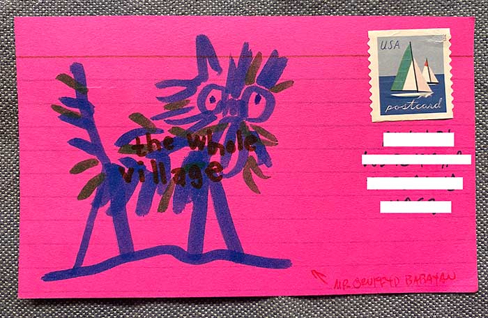 Postcard drawing sent to send cheer