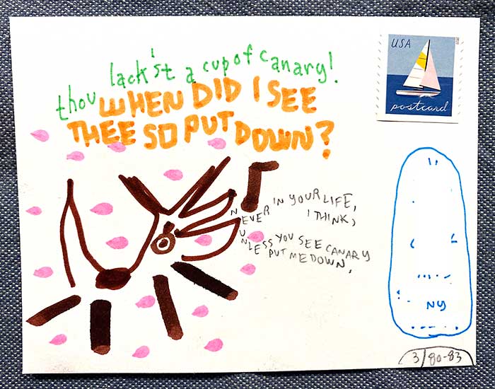 Postcard drawing sent to send cheer