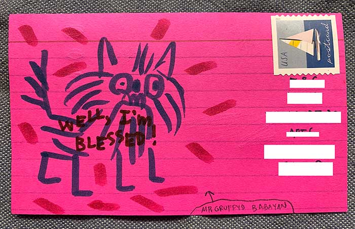 Postcard drawing sent to send cheer