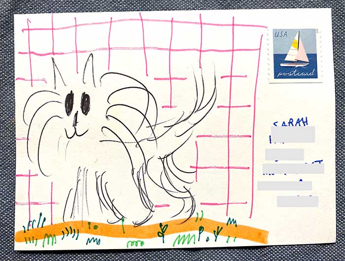 Postcard drawing sent to send cheer