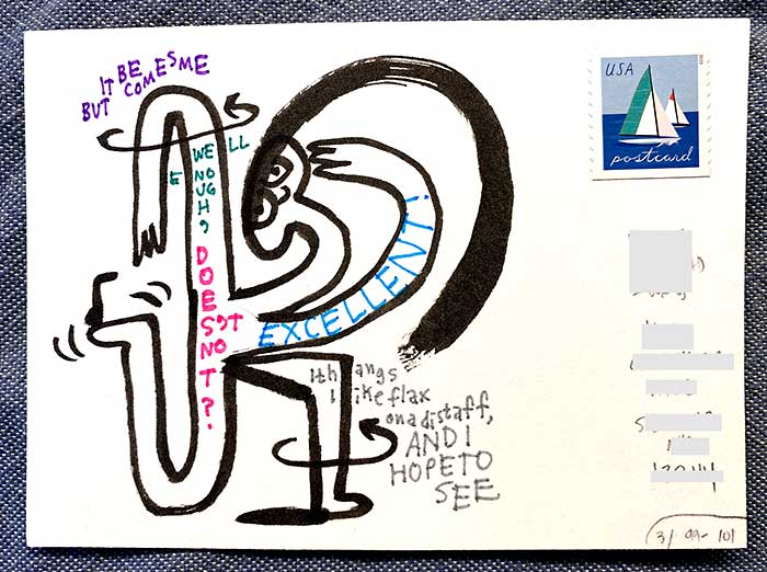 Postcard drawing sent to send cheer