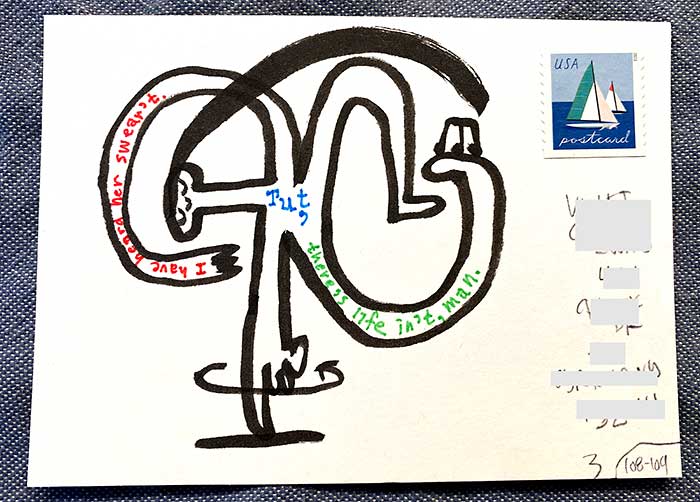 Postcard drawing sent to send cheer